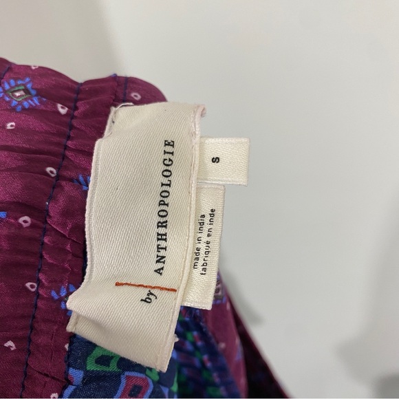 By Anthropologie Small Silky Printed Pajama‎ Pants Mixed Print Purple Navy - Picture 9 of 12